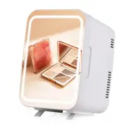 4L Portable Cooler Warmer Mini Fridge with Dimmable LED Mirror Door, AC/DC 12V