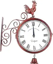 Double Sided Wall Clock Wrought Iron, Metal, Quiet, Easy Read Two Faces Retro Station Clock Antique Hanging Clocks for Garden Home Décor Indoor Outdoor