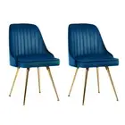 Artiss Dining Chairs Retro Chair Cafe Kitchen Modern Metal Legs Velvet Blue x2