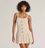 Elevated Button-Down Drop Waist Mini Dress