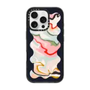 iPhone 16 Pro Impact Case MagSafe Compatible Retro Rainbow with Black Wavy Border