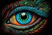 Shamanic Eye UV tapestry, Blacklight Reactive, Psychedelic Wall Hanging DMT