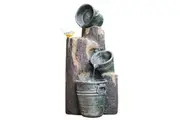 PROTEGE Solar Powered Water Feature Fountain with Buckets Bird LED Lights