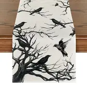 13"x108" Halloween Silhouette Tree Crows Table Runner for Kitchen Dining Table