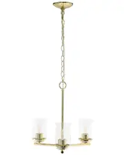 Lalia Home 3-Light 15in Classic Contemporary Clear Glass And Metal Hanging Pendant Chandelier NoSize Gold