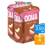 OOHA氣泡飲水蜜桃烏龍茶330ML X4入【愛買】