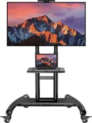 Rolling/Mobile TV Cart with Wheels for 32-75 Inch LCD LED 4K Flat Screen TVs - T