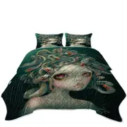 Scary Art Snakes Head Pale Medusa Coverlet