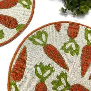 Set of 6, Easter Handmade beaded placemat, carrot design