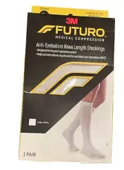 3M Futuro Anti-Embolism Knee Length Stocking White Sz Large Moderate Compression