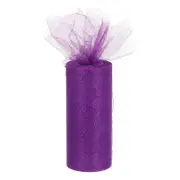 6" 25 Yards Glitter Tulle Ribbon Rolls Netting Fabric Purple