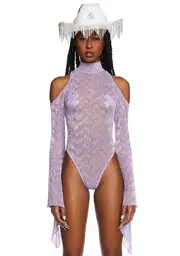 [Club Exx] Transcendent Spectre Sequin Bodysuit - Light Purple