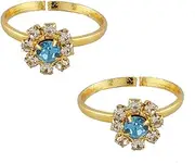 [Generic] Sky-Blue Colour Designer Trendy Traditional Toe Ring for Women By Indian Collectible, Metal, No Gemstone