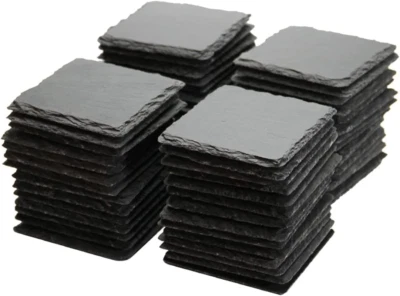 60 Pack 4 X 4 Inch Gorgeous Black Slate Stone Coasters Bulk Square Slate Stone C