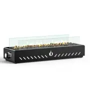 Onlyfire 28" Tabletop Gas Fire Pit with Glass Wind Guard and Lava Rocks, Port...