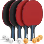Ping Pong Paddles Set of 4 Table Tennis Rackets with 8 Balls, Storage Case