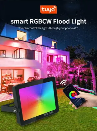 RGBCW投光燈藍牙組網APP藍牙遙控投光燈七彩庭院氛圍LED泛光燈