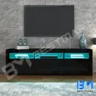 RGB LED 200cm TV Stand Cabinet Wooden Gloss Front Entertainment Unit Black