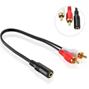 3.5mm Stereo Female Mini Jack to 2 Male RCA to Headphone Plug Adapter Y-Cable