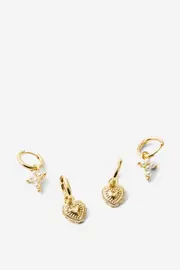[Rubi] Rubi - 2Pk Mid Earring - Up boho heart cross OS UP BOHO HEART CROSS