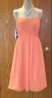 ALFRED ANGELO $150 7018 14 TANGELO ORANGE SHERBET CHIFFON BRIDESMAID DRESS