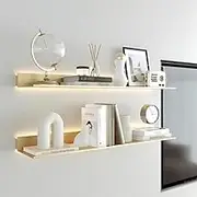 Floating Shelves Decorative Wall Shelf, 1pcs Floating Display Shelf with Built-in Illuminated LED Light and Transformer, Versatile Display Shelf(Gold,90x23x7.5cm)