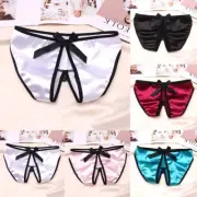 Sexy Silk Satin Underwear Briefs for Women Crotchless Thong Gstring Style