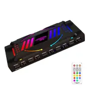 10 PWM / 12 ARGB Strip Fan Controller Hub Splitter + Remote for PC Computer