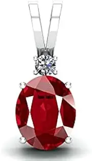 [DENMOUS] Certified Deluxe Quality Natural 17.25 Ratti 16.34 Carat Natural Ruby Manik Ashtadhatu Silver Plated Pendant/Locket Gemstone by Lab Certified(Top AAA+) Quality for Women's and Men's-AMZ4414