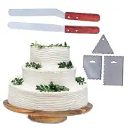 Acacia Cake Turntable with Cake Decorating Kit - 12.8-Inch Cake Stand with