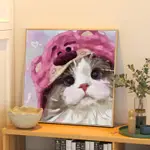 貓咪數字油畫DIY填充塗色狗狗治癒解壓手工禮物丙烯油彩裝飾掛畫