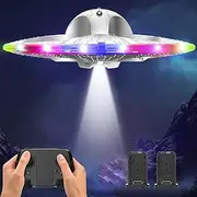 HOLYFUN Drone RC UFO for Children and Beginners, Remote Controlled Aeroplane with Light, RC Aeroplane Helicopter Quadcopter with Automatic Floating Function and 2 Batteries (15 Mins)