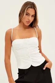 White Corset Top - Size L, Women's Crop Top