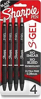 Sharpie S-Gel, Gel Pens, Ultra Fine Point (0.38mm), Black, 4 Count