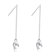 Solid 925 Sterling Silver Dolphin Threader Earrings