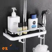 Shower Caddy Pole Tray No Drills Holder Storage Organiser Rack Bathroom Shelf