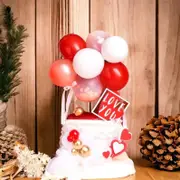 Mini Confetti Latex Balloon Cake Topper Kit - Red & White