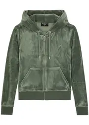 Juicy Couture Robertson Hooded Velour Sweatshirt - Green - XL (UK16 / XL) XL (UK16 / XL)