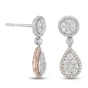 0.75 CT. T.W. Composite Diamond Pear-Shaped Frame Drop Earrings in 14K Two-Tone Gold