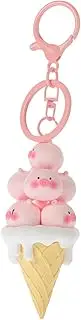 [Parliky] Ice Cream Keychain Waistband Beanie Panda Ring Bags Organizer Travel School Bag Pendant Dragon Plush Keychain Animal Fidget Car Weighted Plush Cuddly Dual Smiling Rat White Pvc