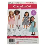 American Girl Simplicity S1072 Os Doll Clothes Pattern New 18" Dolls 2015 Uncut
