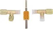 Quick Coupler Access Tee, 1/4In Valves Core Tee Adapter, Valve Core Tee Adapter for Vacuum Gauge R22 R12 R134 Refrigerant