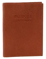 [PIERRE CARDIN] Leather Passport Wallet Cover in Cognac