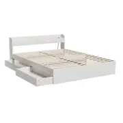 Aura Double Bed Frame With 2 Storage Drawers White