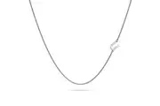 Bold Alphabet Letter Initial Charm Necklace in White Gold Tone