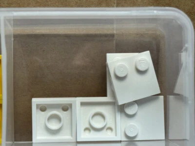 LEGO Parts - White Tile, Modified 2 x 2 with Studs on Edge - No 33909 - QTY 5