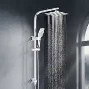 ACA WELS Square 8'' Ultrathin Rainfall Shower Head 3-MODE Handheld Set Gooseneck Arm Wall Rail Diverter Chrome