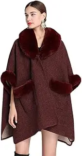 [LUCEAE] Wheelchair Clothing Winter Poncho Cape Coat, Women Knitted Cloak Poncho, Fashion Oversize Cardigans (Size : C)