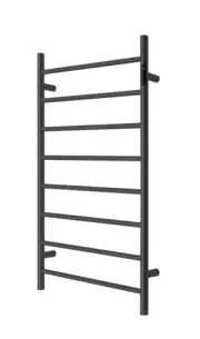 Matte Black Heated Towel Rail rack round AU standard 1000*620mm wide 8 bar Timer