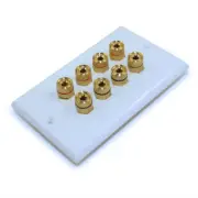 Wallplate 4 Speaker (8 input jacks) for Banana Plugs Gold Plate White